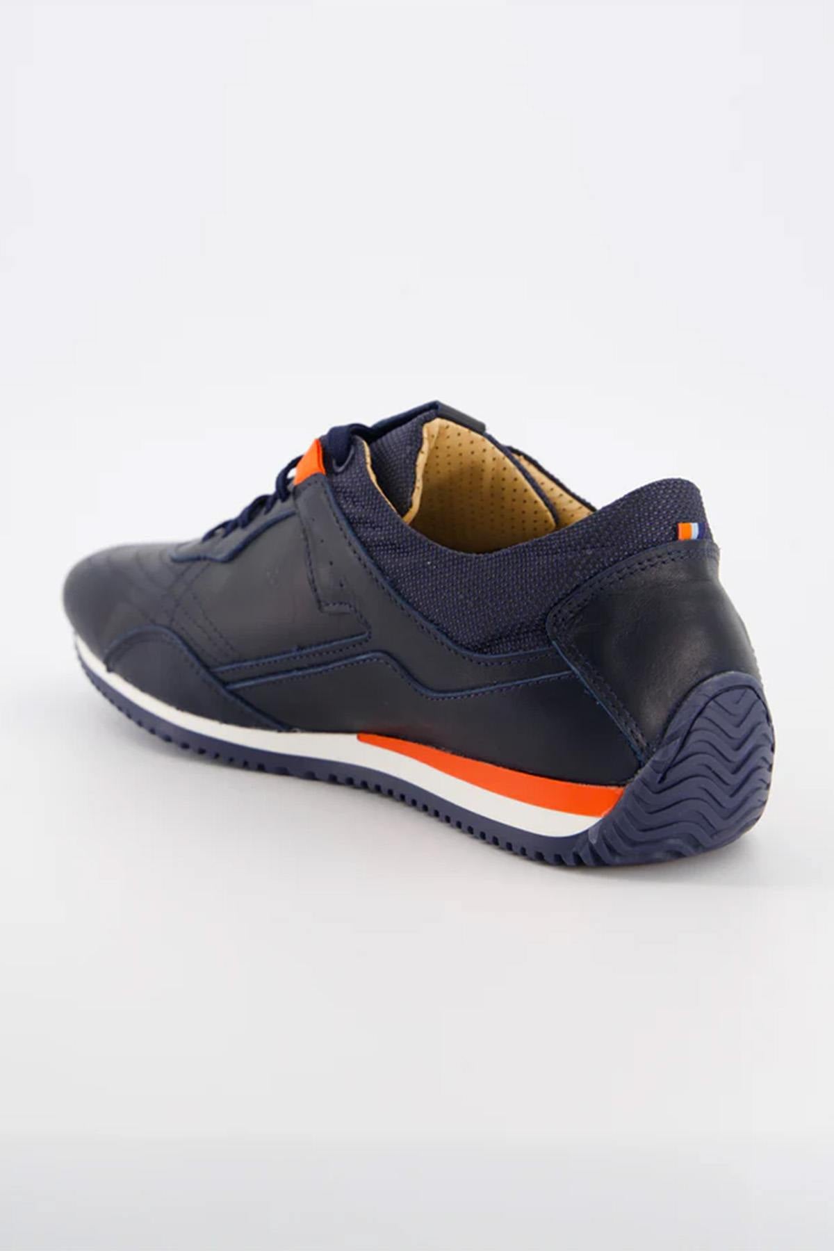 Gulf navy blue leather low-top sneakers - Image n°3