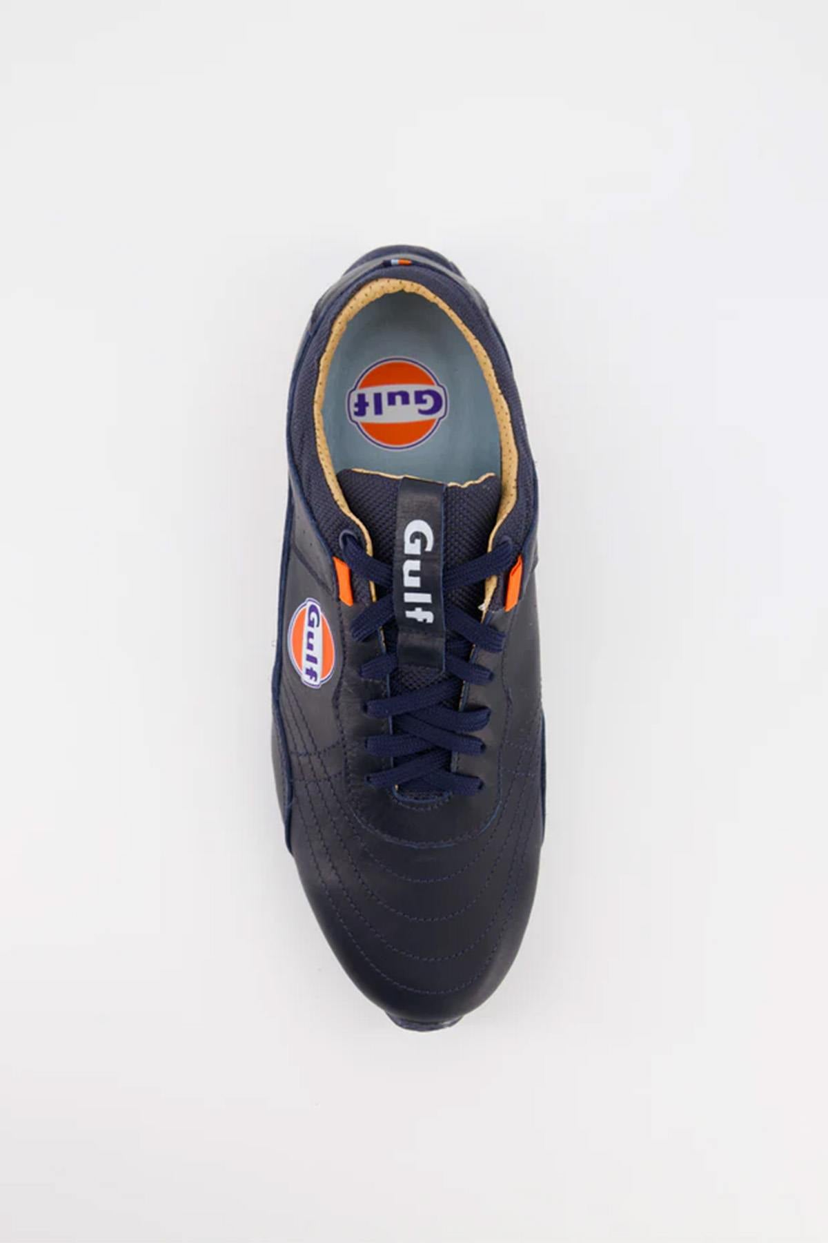 Gulf navy blue leather low-top sneakers - Image n°4