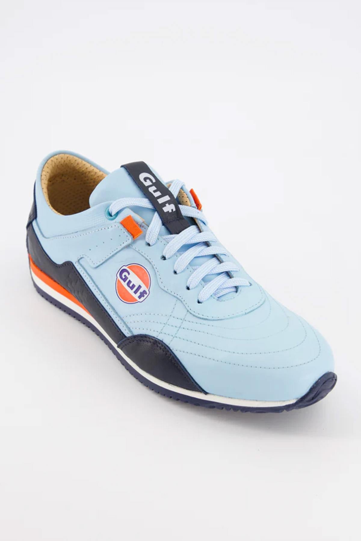 Low-top sneakers in light blue Gulf leather - Image n°2