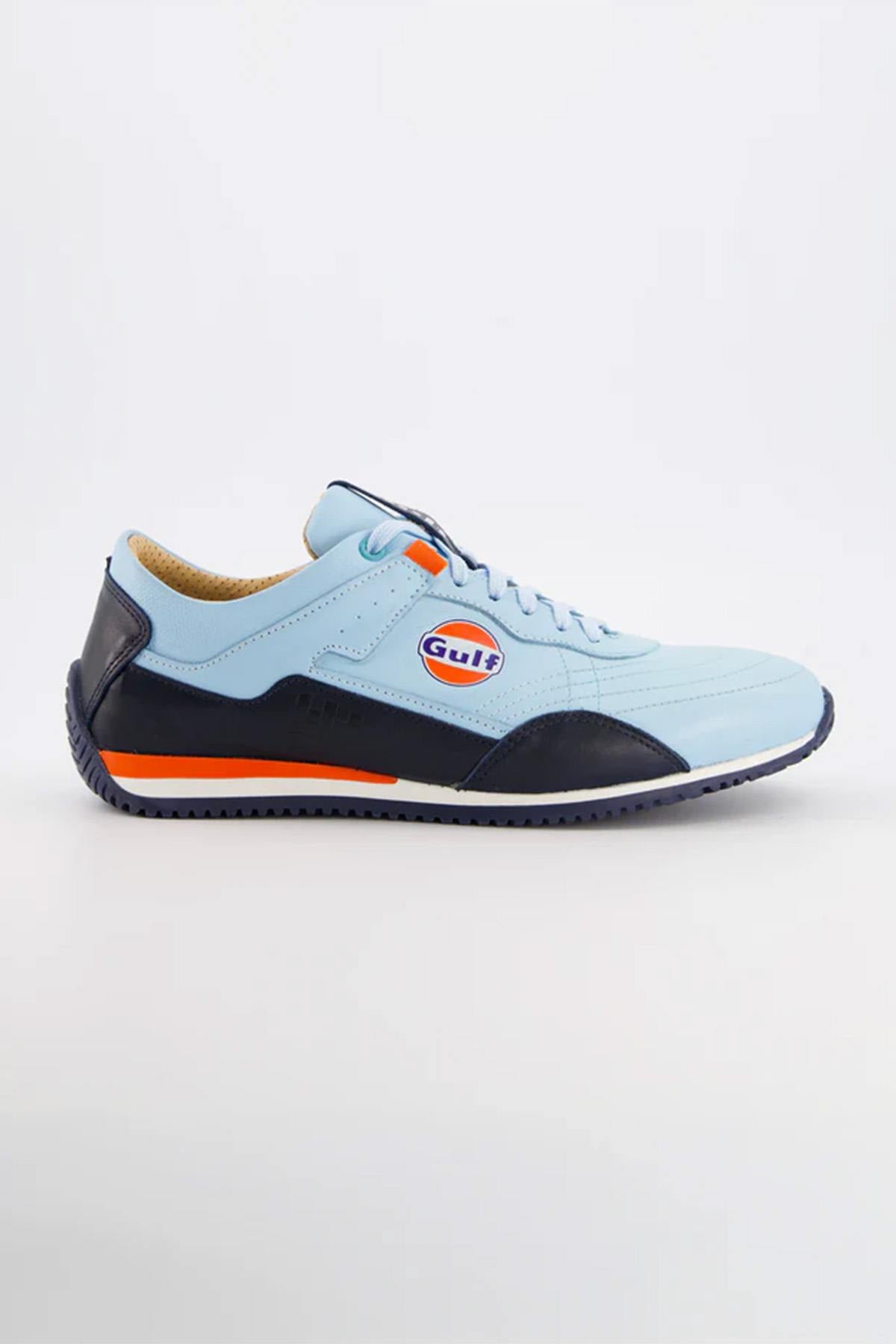 Low-top sneakers in light blue Gulf leather - Image n°1