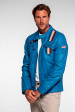 Lightweight blue sheepskin bomber, soft and timeless-McQueen's legacy. - Image n°5