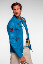 Lightweight blue sheepskin bomber, soft and timeless-McQueen's legacy. - Image n°6