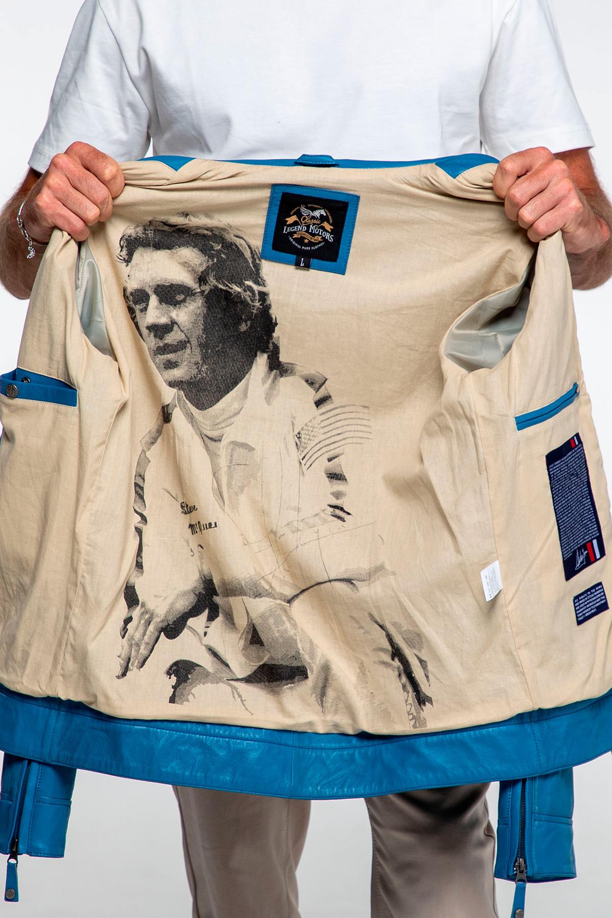 Lightweight blue sheepskin bomber, soft and timeless-McQueen's legacy. - Image n°2