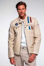 Ecru sheepskin jacket: Le Mans legacy in a refined, timeless design. - Image n°1