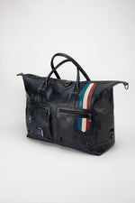 Large navy blue leather travel bag, 72-hour size - Image n°3