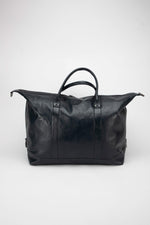 Large navy blue leather travel bag, 72-hour size - Image n°2