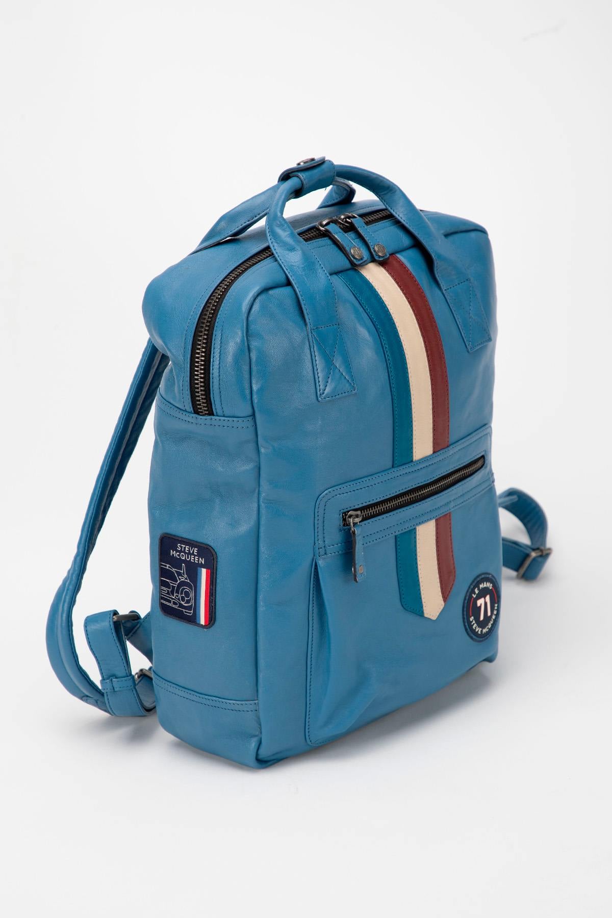 Steve McQueen licensed blue leather backpack - Image n°2