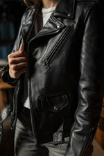 A slim women's Perfecto® in naked cowhide, crafted by Schott NYC. - Image n°1
