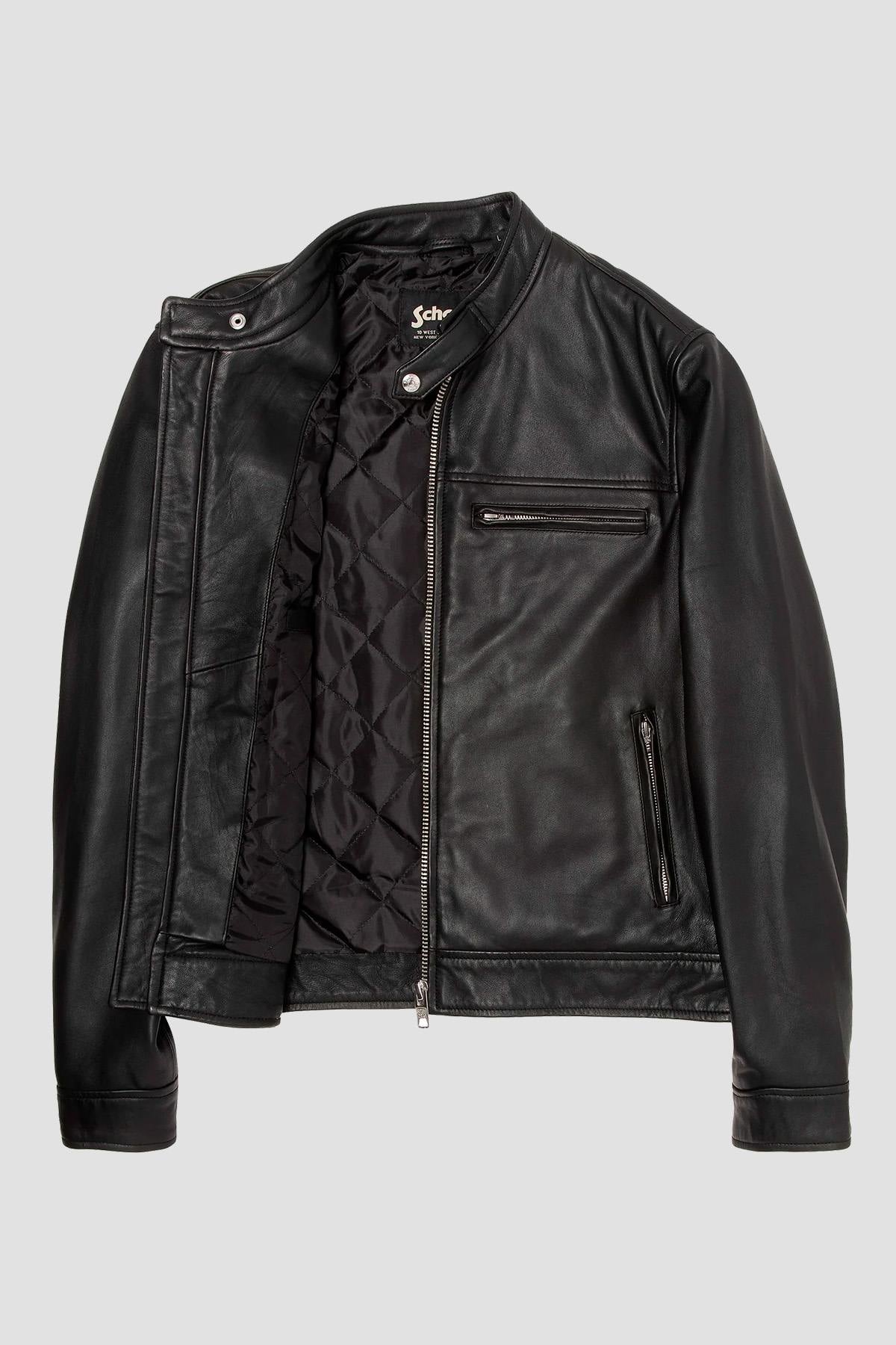 Schott's LCAIDAN BLACK: a lambskin biker jacket with minimalist lines. - Image n°9
