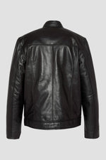 Black lambskin biker jacket from Schott: zip closure, four pockets. - Image n°4