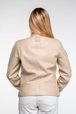Women's ecru racing leather jacket - Image n°2