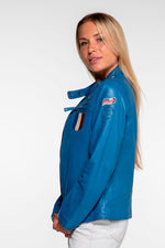 Women's blue racing leather jacket - Image n°6