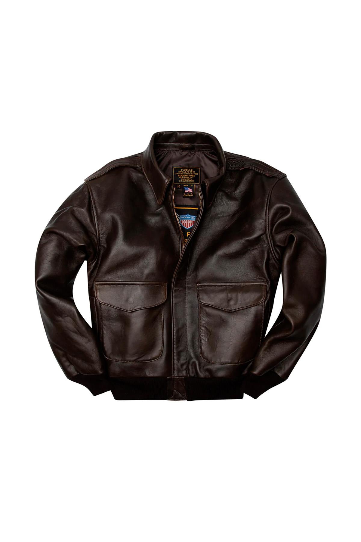 A-2 pilot jacket in brown leather - Image n°4