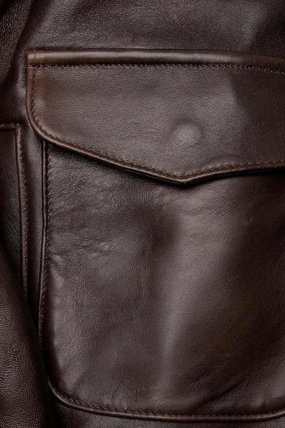 A-2 pilot jacket in brown leather - Image n°5
