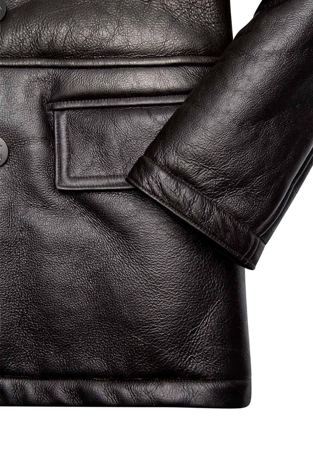 Brown shearling coat Made in USA - Image n°7