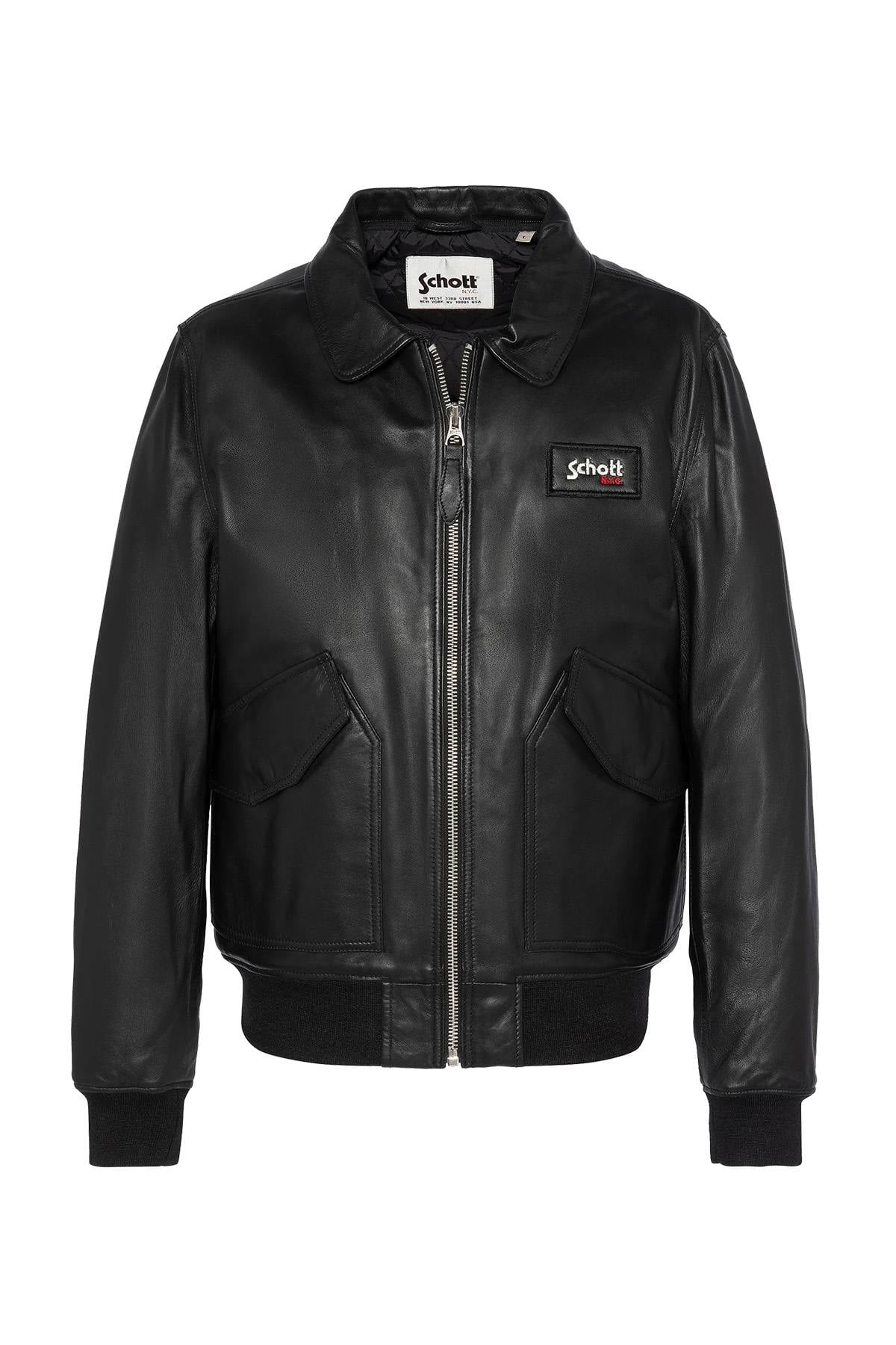 CWU black leather jacket with removable Velcro logo - Image n°6