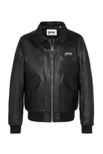 CWU black leather jacket with removable Velcro logo - Image n°6