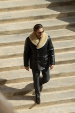 Brown shearling coat Made in USA - Image n°3