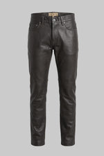 Men's brown cowhide leather trousers - Image n°1