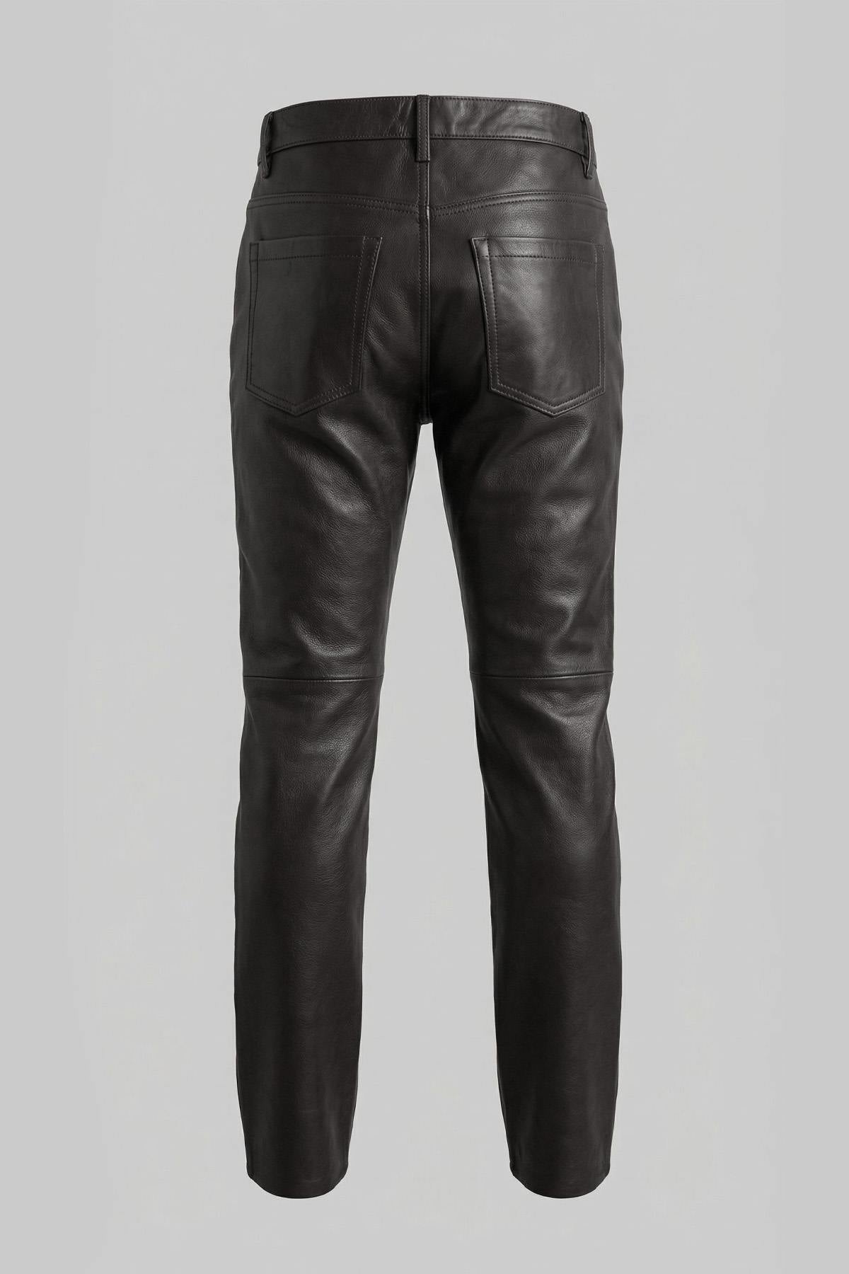 Men's brown cowhide leather trousers - Image n°2