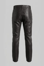Men's brown cowhide leather trousers - Image n°2
