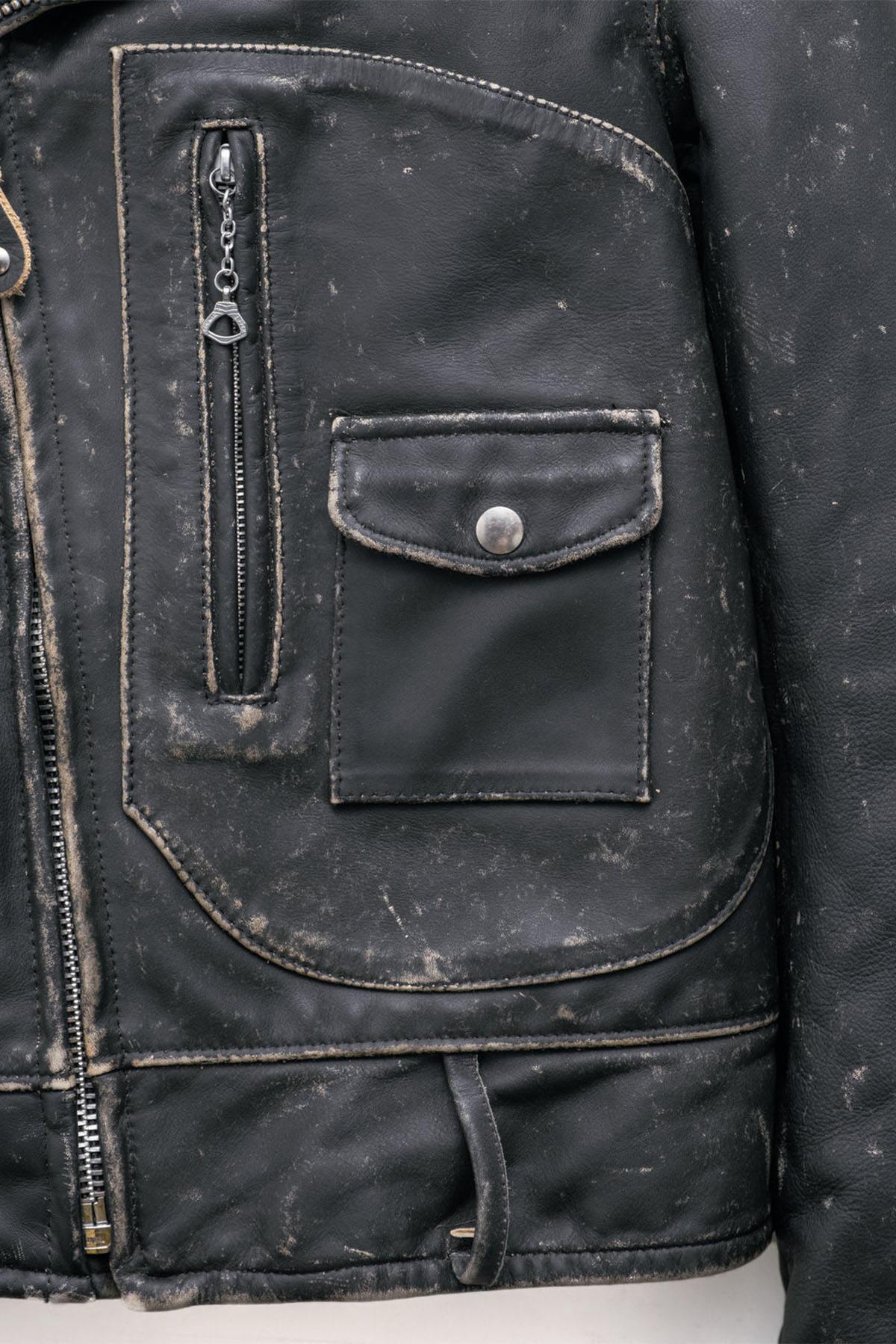 Vintage-style leather biker jacket, Made in the USA - Image n°3
