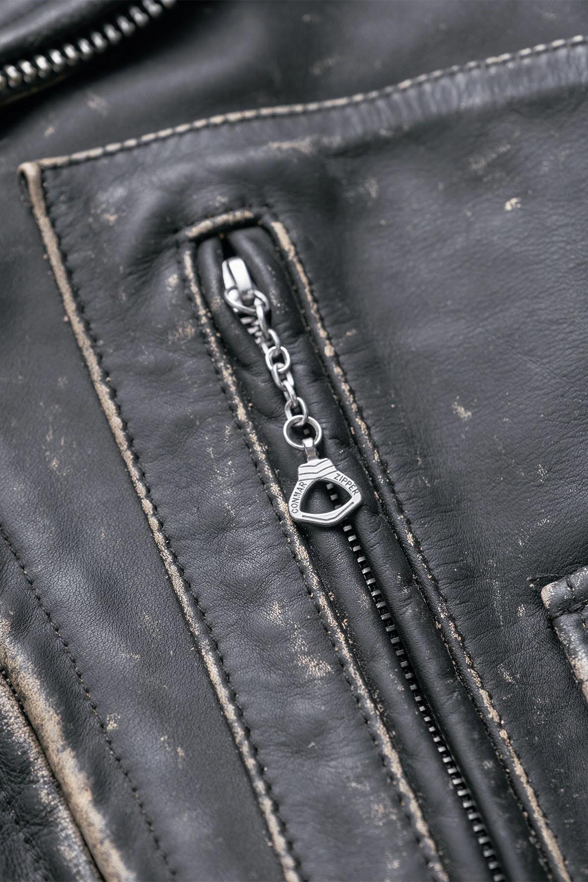 Vintage-style leather biker jacket, Made in the USA - Image n°8