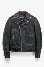 Vintage-style leather biker jacket, Made in the USA - Image n°1