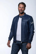 Alpine navy blue leather jacket - Image n°1