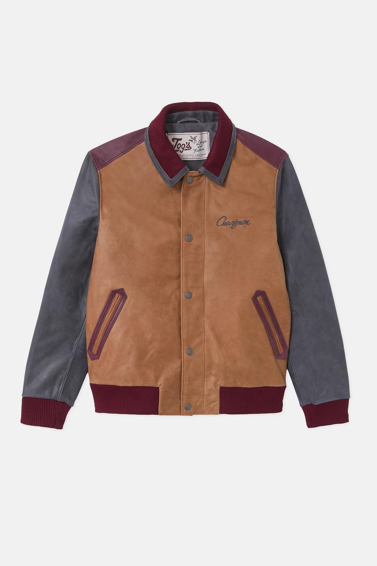 Tricolor leather teddy jacket with embroidery - Image n°14