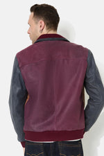 Tricolor leather teddy jacket with embroidery - Image n°3