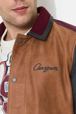 Tricolor leather teddy jacket with embroidery - Image n°4