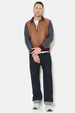 Tricolor leather teddy jacket with embroidery - Image n°2