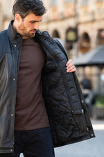 Men's black leather jacket with removable facing - Image n°5