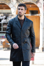 Men's Black Leather 3/4 Length Jacket - Image n°3