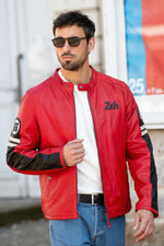 McQueen's legacy in red: a soft, lightweight lambsheep leather jacket. - Image n°1