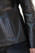 Elegant mid-length jacket in fine, lightweight brown leather - Image n°3