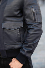 Cityzen's navy sheepskin jacket: slim fit, shearling-lined, timeless. - Image n°5