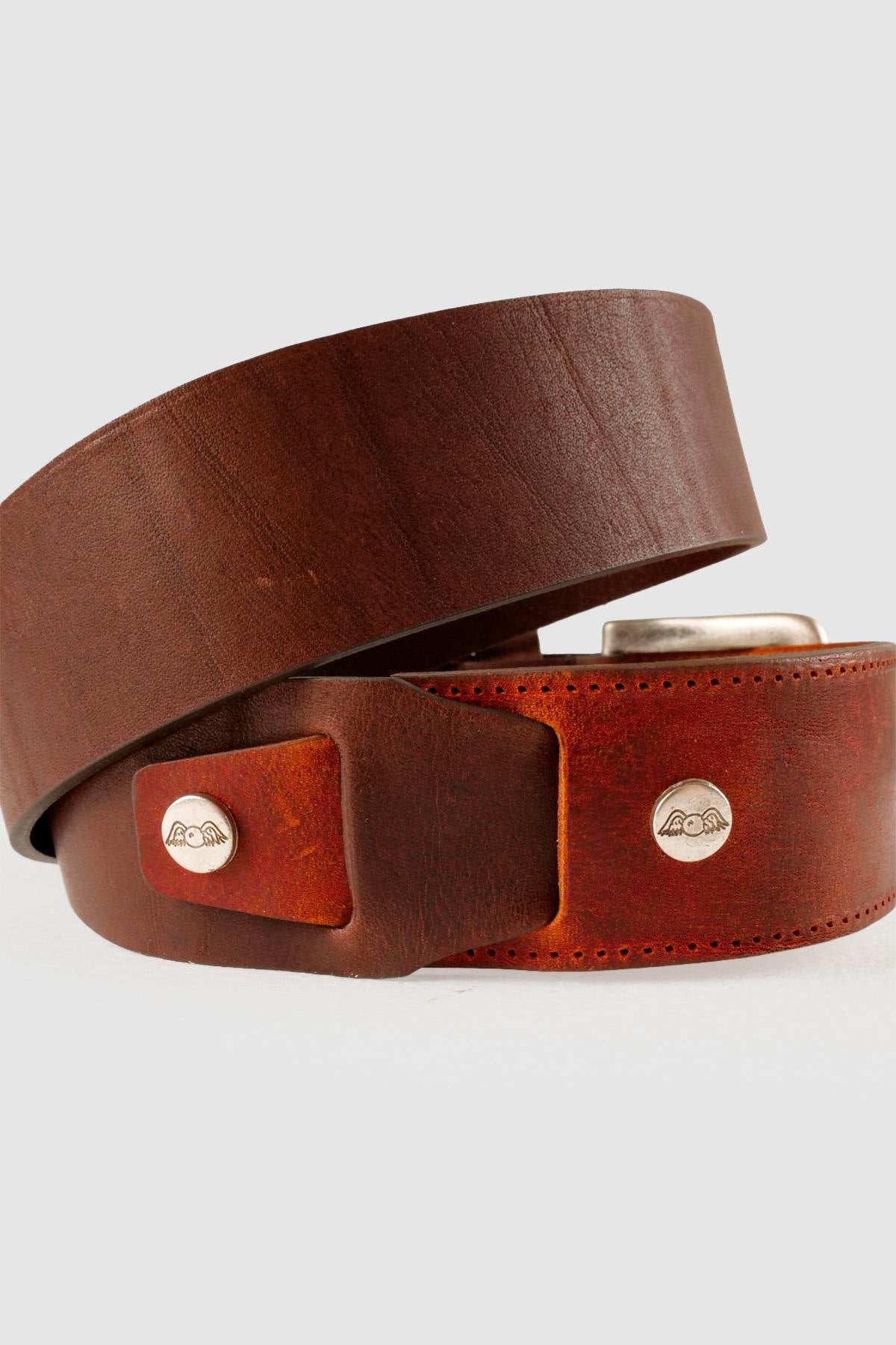 Brown leather belt with embossed Von Dutch logo - Image n°3