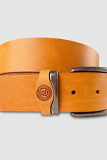 Hazelnut-colored leather belt - Image n°2
