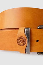 Hazelnut-colored leather belt - Image n°3