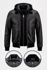 Versatile 3-in-1 black leather jacket - Image n°1