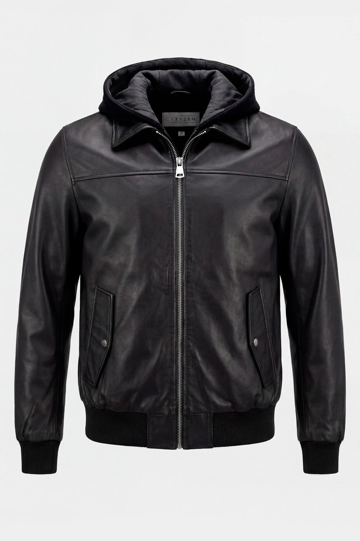 Versatile 3-in-1 black leather jacket - Image n°2