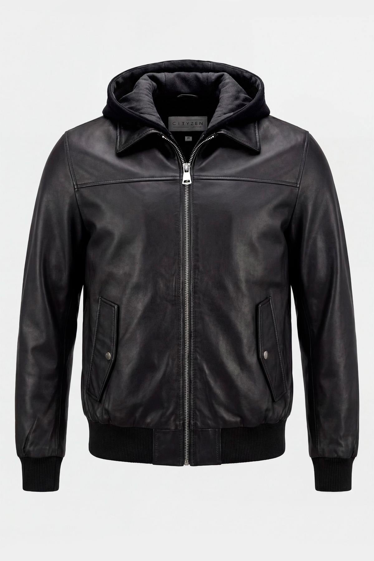 Versatile 3-in-1 black leather jacket - Image n°2