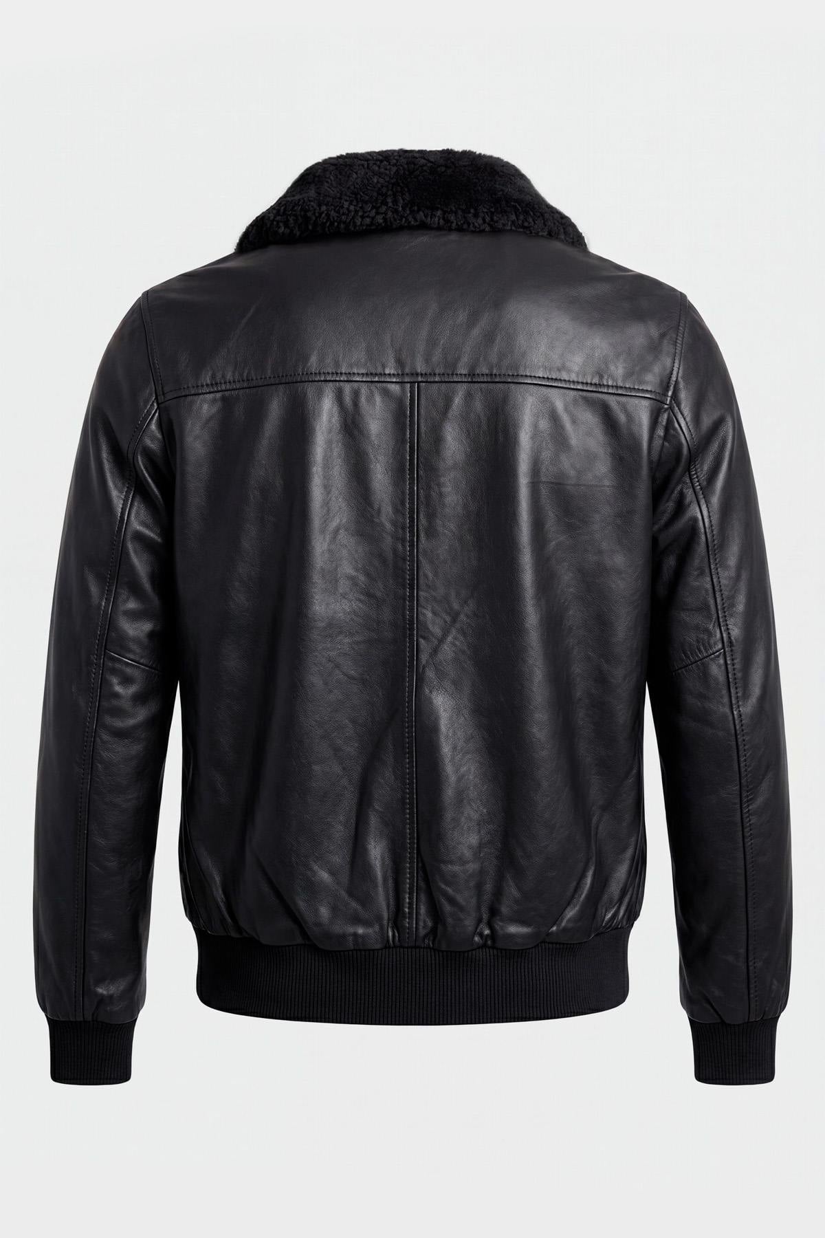Versatile 3-in-1 black leather jacket - Image n°8