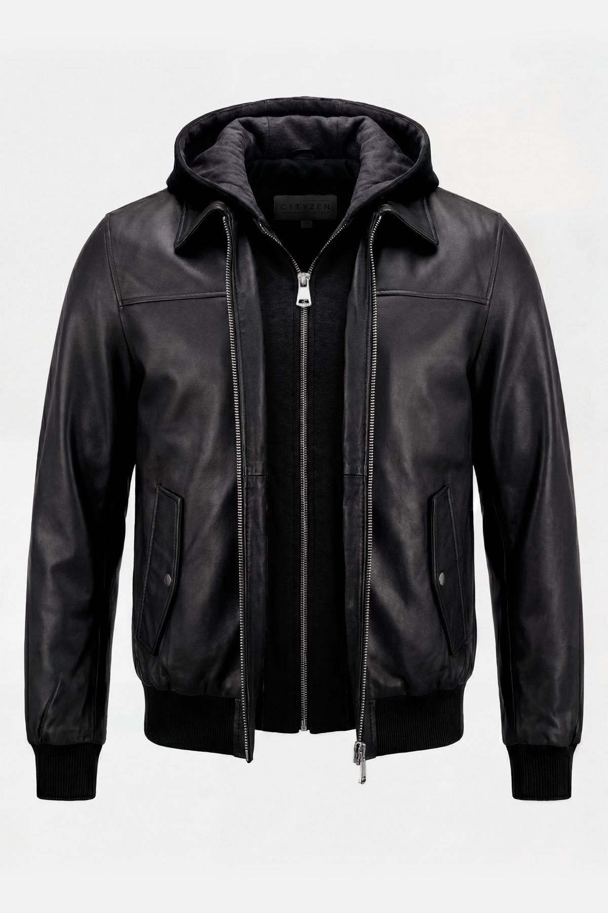 Versatile 3-in-1 black leather jacket - Image n°3