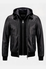 Versatile 3-in-1 black leather jacket - Image n°3