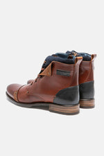 Men's brown and navy blue leather boots - Image n°2