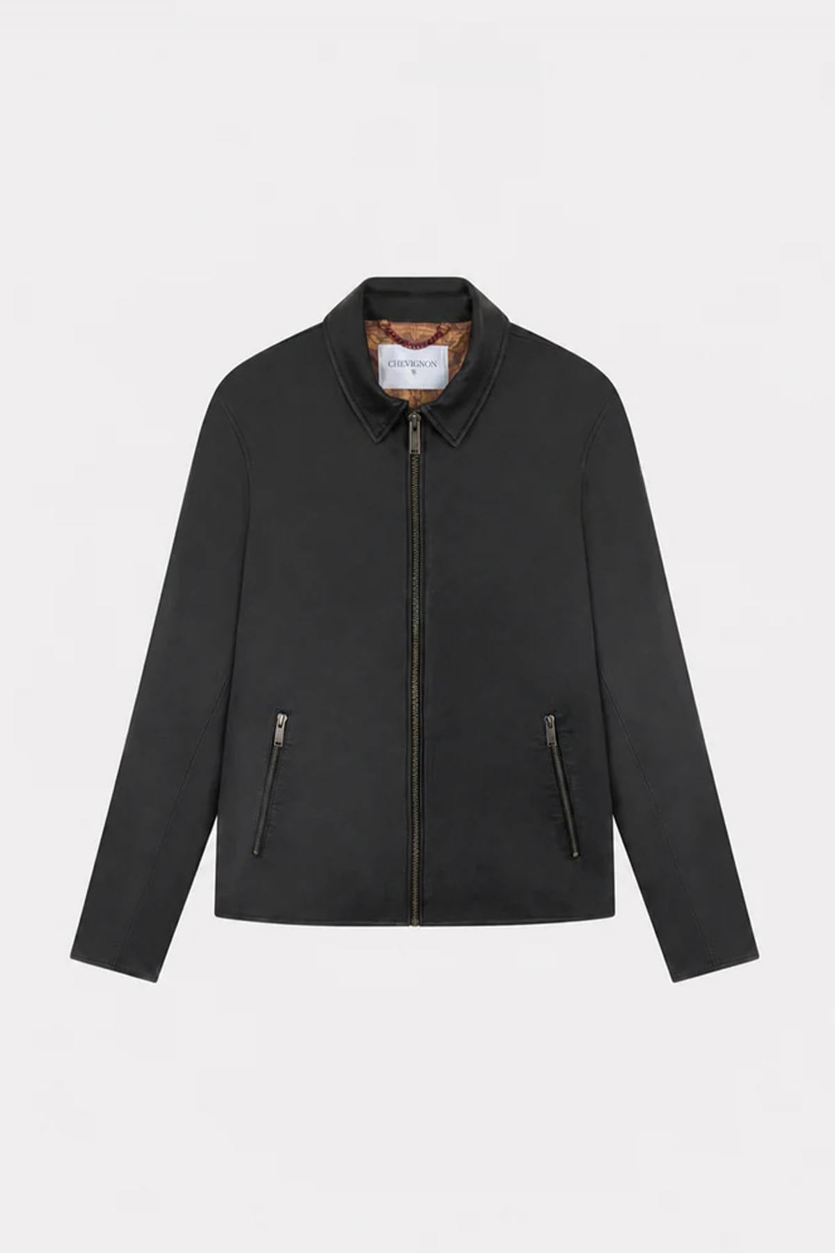 Black lambskin jacket by Chevignon. Short, zip-detailed, and sharp. - Image n°5