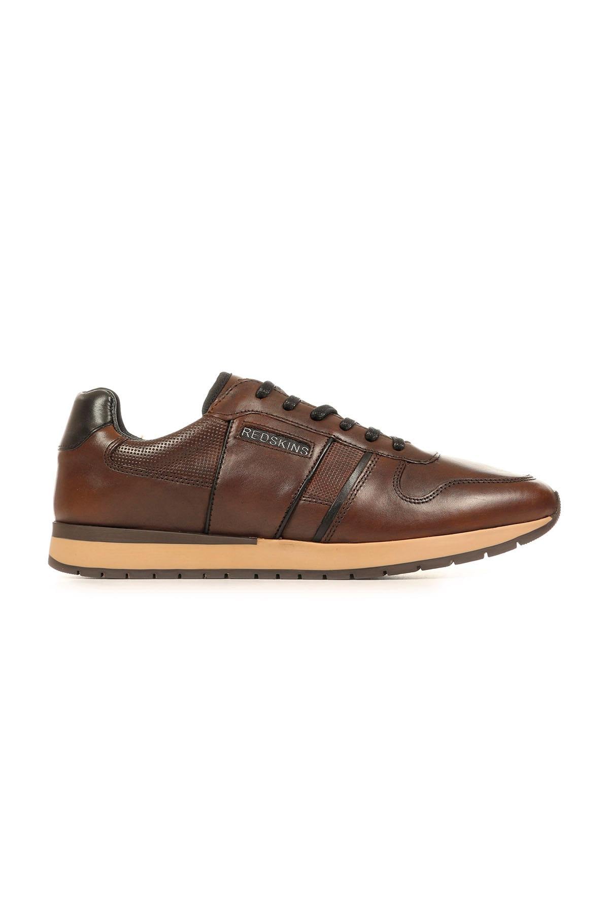 Chestnut leather low-top sneakers - Image n°1